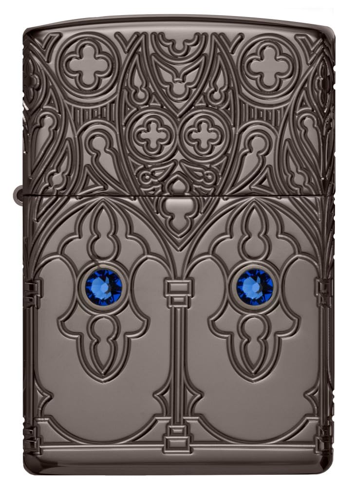 Zippo Gothic Window Design Armor® Black Ice® Pocket Lighter