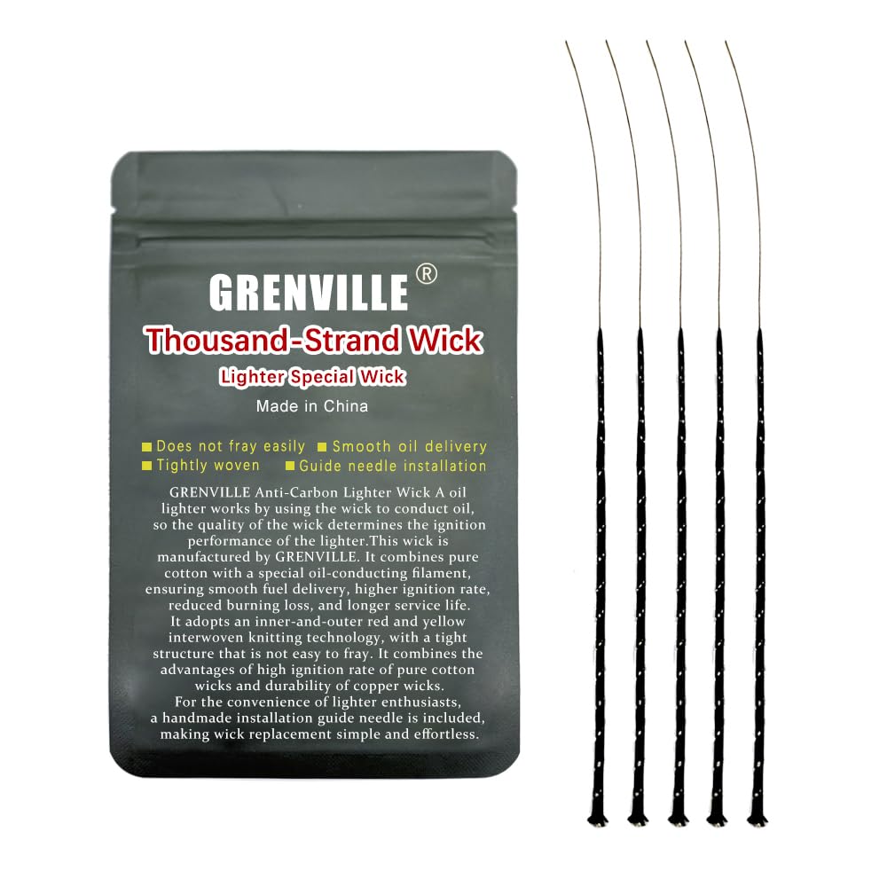 Premium Lighter Wick for Zippo & Most Kerosene Lighters - Anti-Fraying, High Ignition Rate, Long-Lasting, Needle-Install Design, High-Tech Accessory (5 red Wicks)