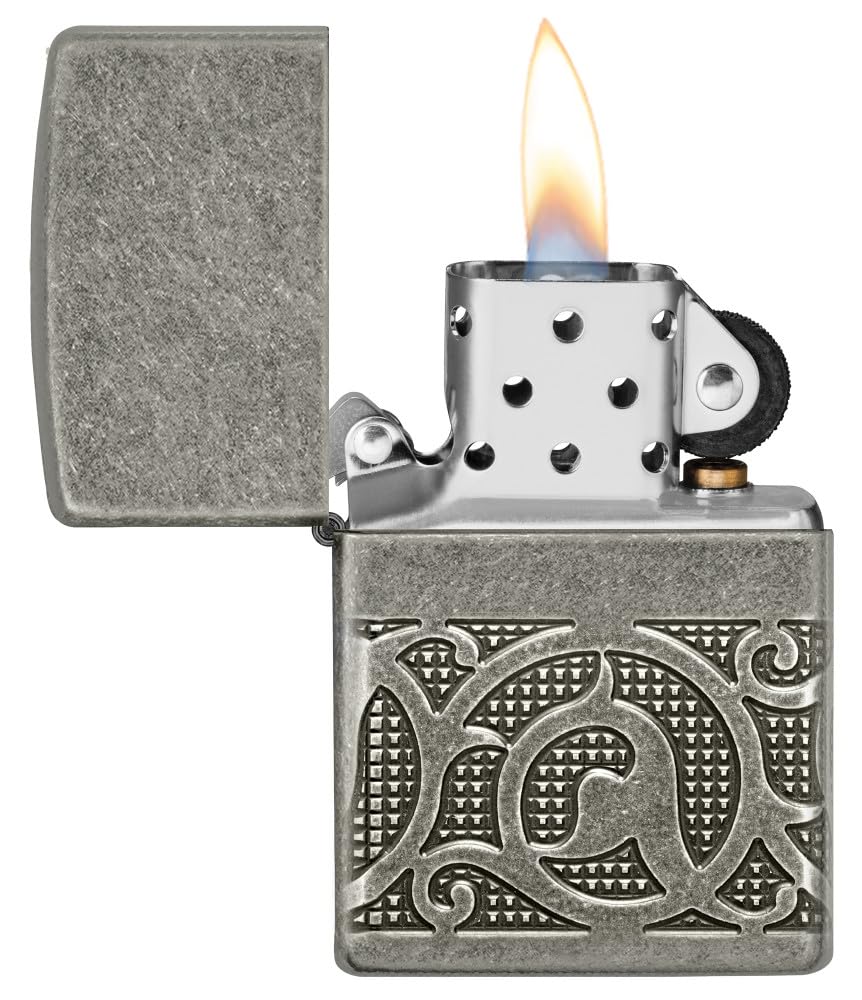 Zippo Gothic Window Design Armor® Black Ice® Pocket Lighter