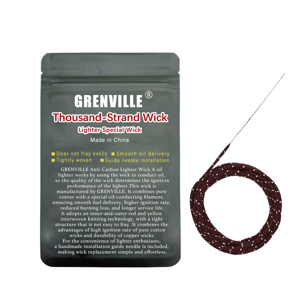 Premium Lighter Wick for Zippo & Most Kerosene Lighters - Anti-Fraying, High Ignition Rate, Long-Lasting, Needle-Install Design, High-Tech Accessory (5 red Wicks)
