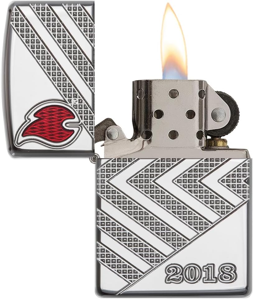 Zippo Windproof Lighter - Annual Lighter, Armor High Polish Chrome, Deep Carve/Epoxy Inlay - Refillable - Reusable - Windproof Design - Gift Box - Made in USA