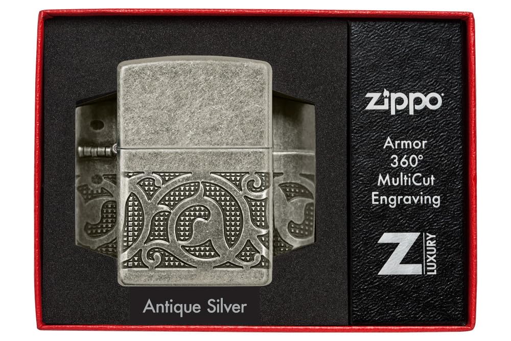 Zippo Gothic Window Design Armor® Black Ice® Pocket Lighter