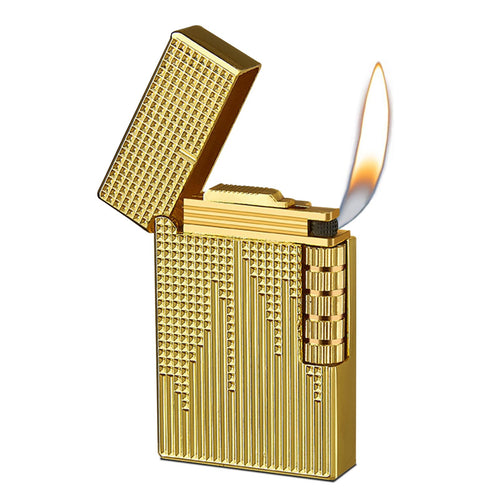 Dragon Butane Lighter, Refillable Lighter Soft Flame, Flip-Top Metal Gold Side Wheel Frosted Pocket Lighter for Everyday Use, Camping, Gifts for Men, Father, Husband (No Fuel)