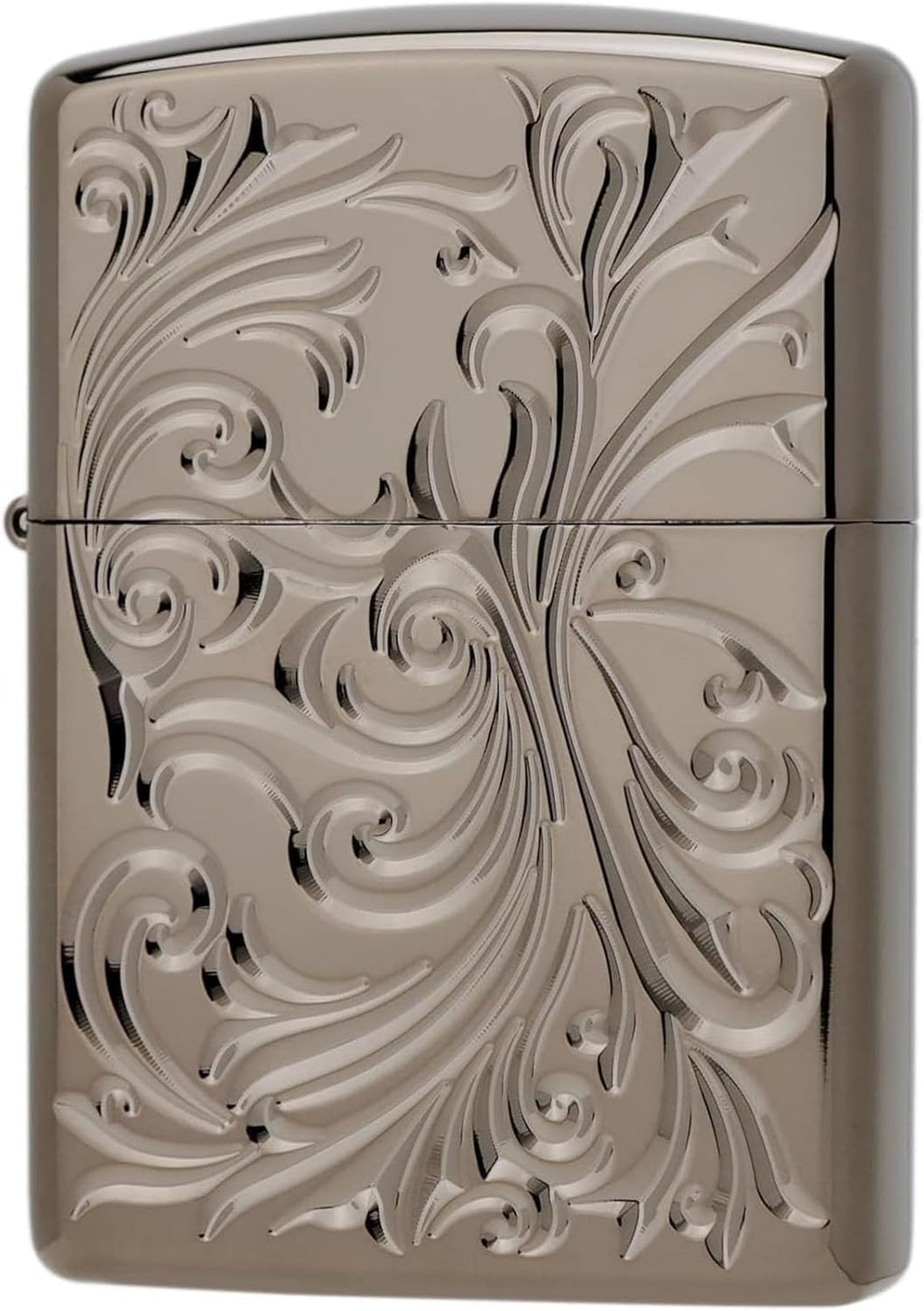 Zippo Oil Lighter, Flint Armor, Botanical, Double-Sided, Carved, Titanium Coating, Black, Stylish, Leaf, Special Sticker Included, Botanical TC(B)