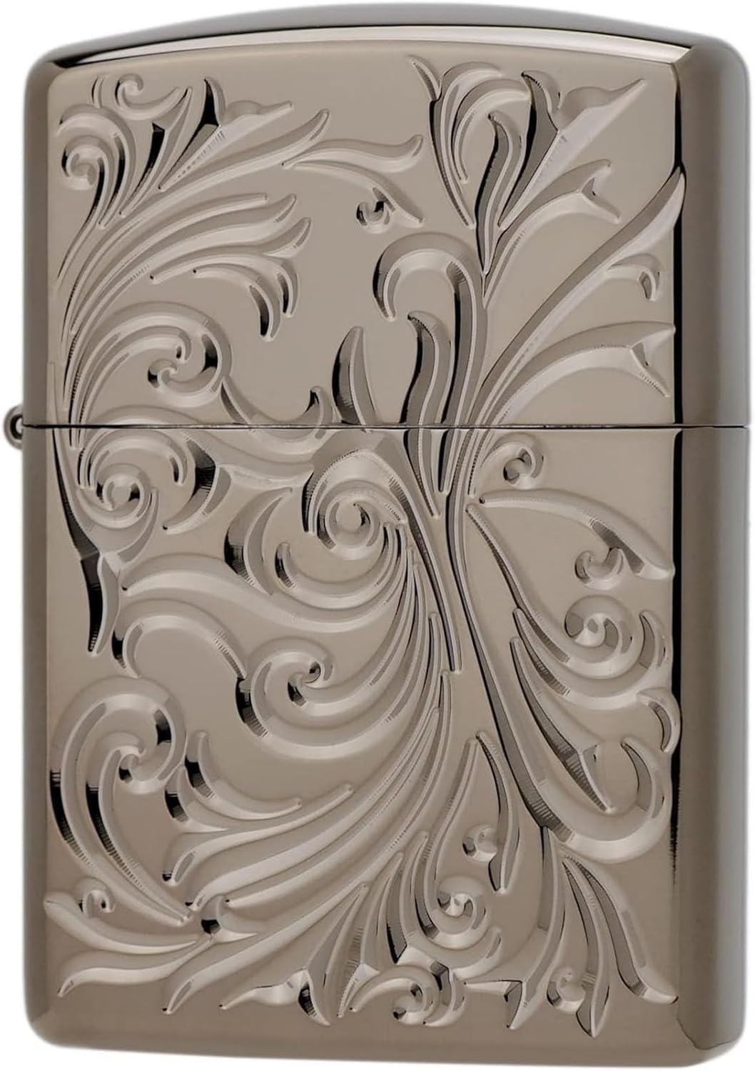 Zippo Oil Lighter, Flint Armor, Botanical, Double-Sided, Carved, Titanium Coating, Black, Stylish, Leaf, Special Sticker Included, Botanical TC(B)