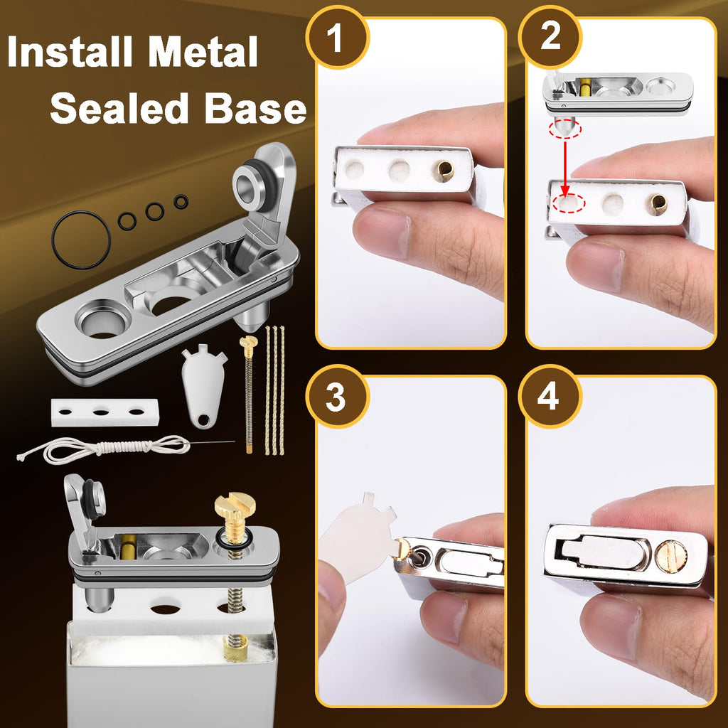 2 Set Lighter Gasket Seal Metal Lighter Repair Insert Accessories Kit 1Ppcs Cotton Felt Pad with 3Pcs Rubber Seals for Lighter Bottom Seal(Sliver+Glod)