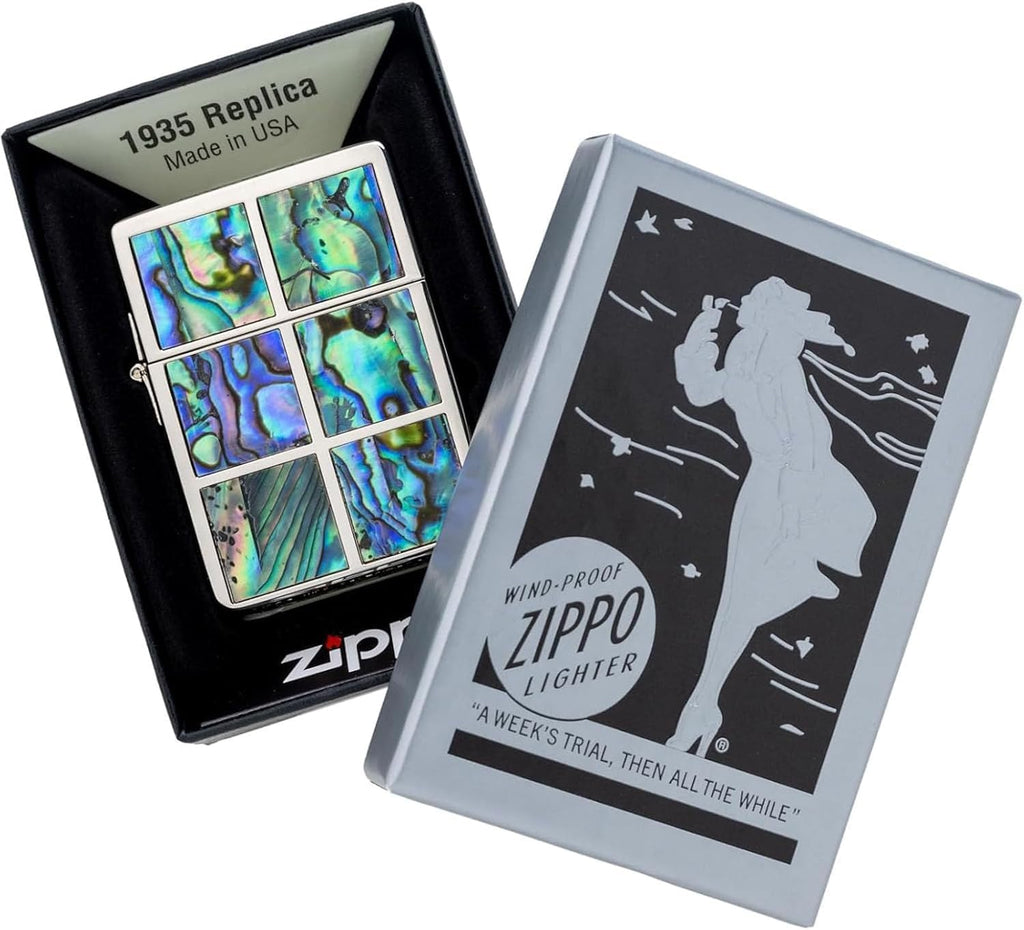 Zippo Lighter, Windproof, Brass Shell, Double-Sided Etched, 1935 Replica Case, White Nickel Plated, Gift Gift, 1935 SquareShell WN