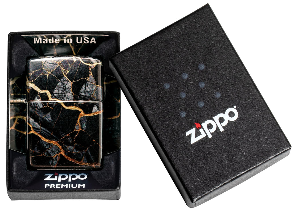 Zippo Gothic Window Design Armor® Black Ice® Pocket Lighter